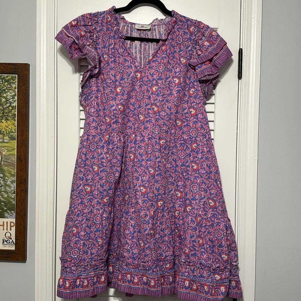 Floral Purple Cotton Vineyard Vines Dress XL